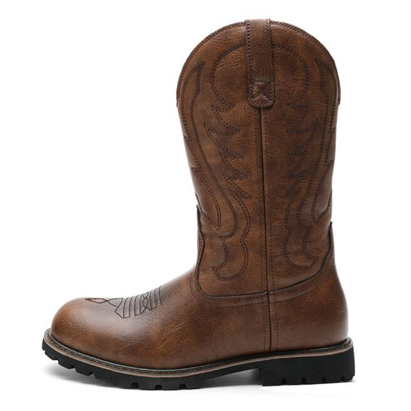 Men Fashion Vintage - Bottes de cowboy à enfiler pour