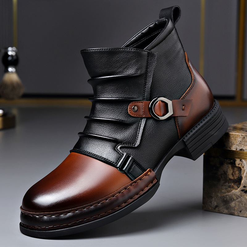 Fashion Men'S Boots - Bottes de moto rétro pour homme,