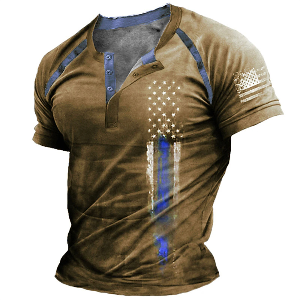 Men Fashion Vintage - T-shirt décontracté pour homme à col