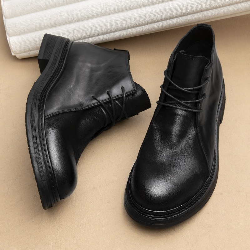 Men Fashion Vintage - Bottes en cuir véritable vintage pour