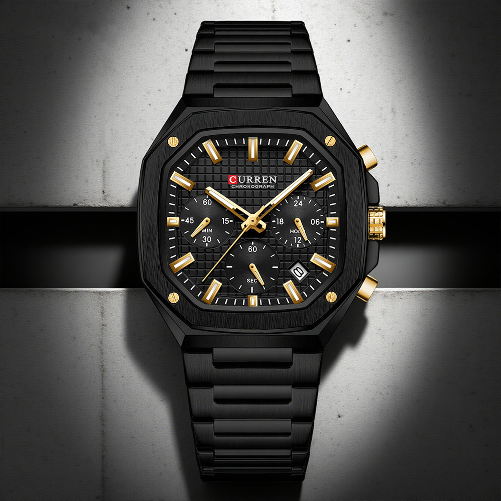 Fashion Mens Watches - CURREN montre chronographe carrée de luxe