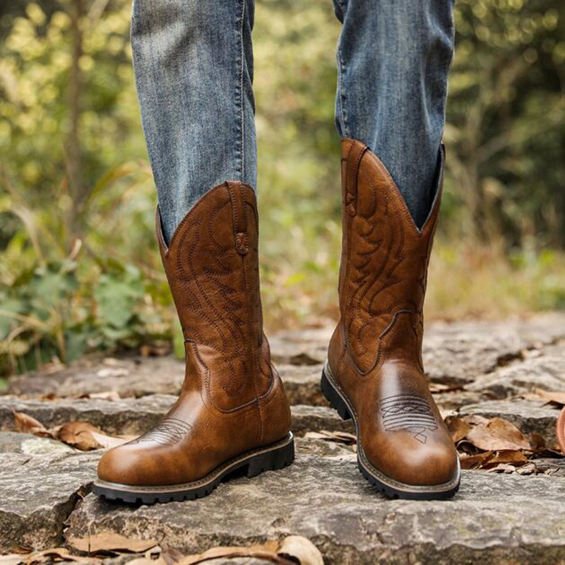 Bottes de cowboy à enfiler pou - Men Fashion Vintage avis et prix