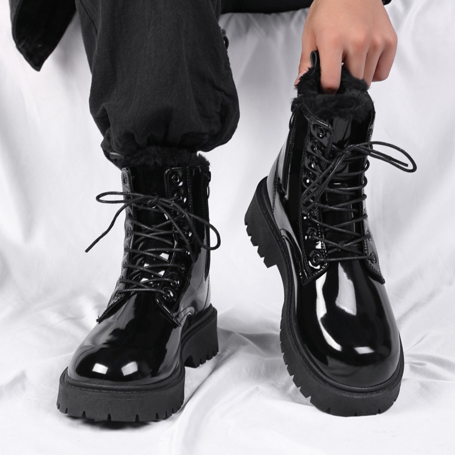 Bottes hautes en peluche chaud - Fashion Men'S Boots avis et prix