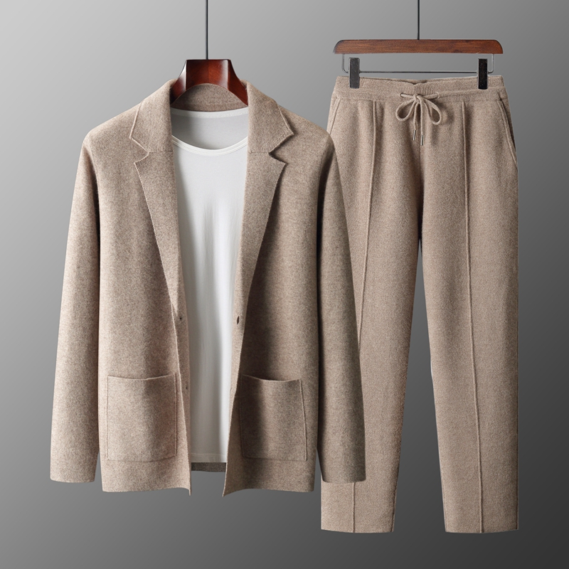 Ensemble deux pièces en laine  - Knitted Cardigan Men avis et prix
